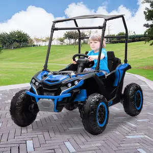 24V Two Seater Electric UTV Ride On Car for Kids, Equipped with Remote Control, Bluetooth Audio, Safety Belt, Horn, Lights and 3 Adjustable Speeds, Ideal Power Wheels Toy.