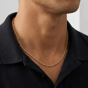 18k Gold Plated 3mm Stainless Steel Chain Necklace Unisex Tarnish & Water Resistant