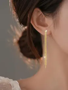 1 Pair Exquisite Long Tassel Earrings Glossy Beaded Design Stackable Earrings for Women & Girls Delicate Jewelry, Versatile All-Season Accessory, Stylish Accessory Wedding Jewelry