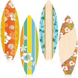 4 Pcs Summer Giant Surfboards Bulletin Board Wall Decor Display Set 47 x 13 Inch Surfing Bulletin Board Cutouts Tropical Graphics Surfboard Sign for School Classroom Surf Party(Hawaii)