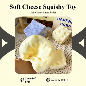 Cheese Squishy Toy - Soft TPR Squishy Cheese Block, Squeeze Fidget Toy for Stress Relief, Anxiety & Sensory Play