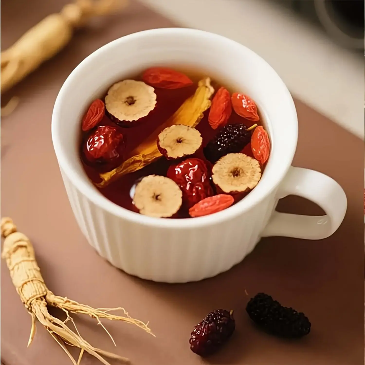 Kidney Tea Formula Ginseng Five Treasure Tea Combination Scented Tea 6 Treasures Tea Red Date Wolfberry Men's Tea Health Mulberry Herbal Formula Organic Wellness Beverage No Coffeine Natural Traditional healthy  scented tea detox, Ginseng Renal Tea, Herba