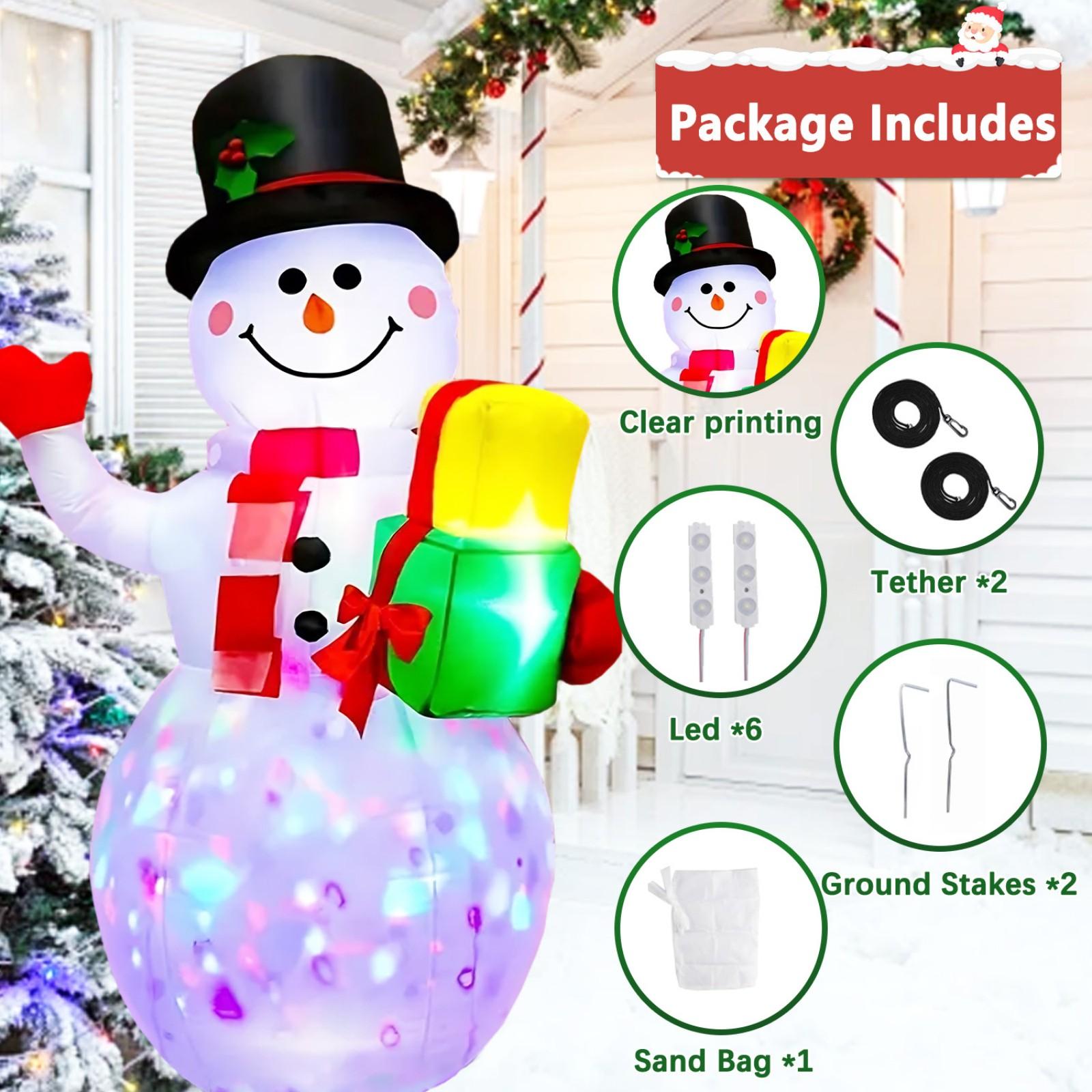 5FT Christmas Inflatables Snowman with Rotating Lights, Blow Up Snowman Outdoor Decoration LED Lighted Snow Man Christmas Decor for Yard Patio Garden Lawn Xmas Holiday Indoor Party