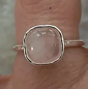Square Rose Quartz Ring