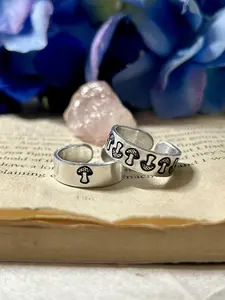 Adjustable Autumn Mushroom Ring | Single or Patterned Design | Fall/Halloween Jewelry