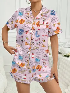Stars Hollow Gilmore Girls Print Shirt & Shorts Set, Casual Fitted Pajama Suit, All Seasons Wearable Home Clothes Gift Idea