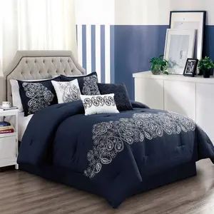Linz 7-Piece Embroidered Paisley Floral Comforter Set