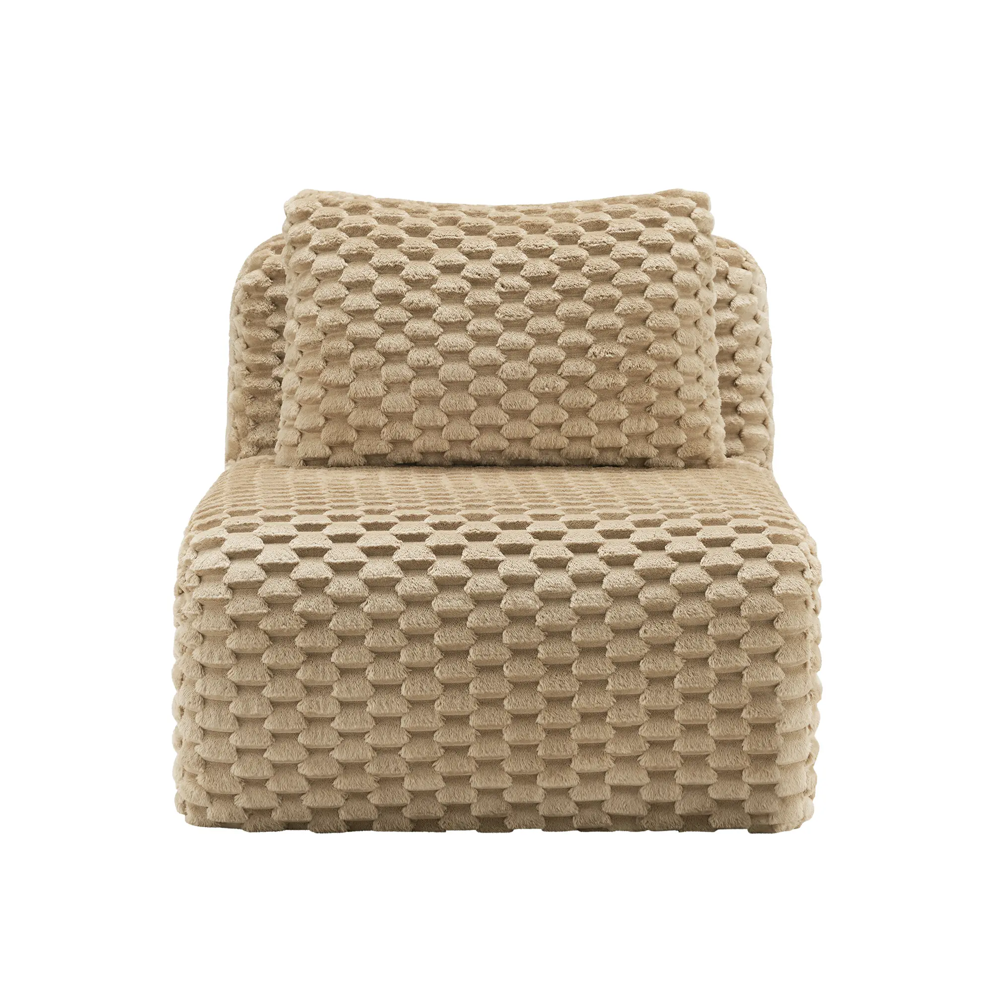 Armless Sofa with Pillow Flannelette Fabric Light Camel Couch for Living Room Single Seat Small Apartment Comfy Cozy Loveseat Modern Indoor Furniture, Living Room Furniture for Apartment, Lounge, Family Room, Office and Home Seating