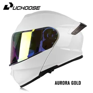 Uchoose DOT Approved Full Face Helmets Crash Motorbike Protective Gear Men Women Flip Up Helmet Motorcycle Double Sun Visor