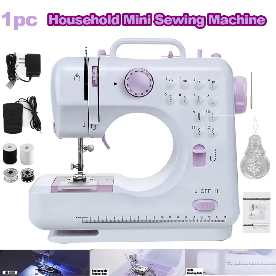 Portable Handheld Compact Mini Sewing Machine - 12 Built-In Stitches, Dual Speed, Lightweight, Reverse Stitch, Beginner-Friendly for Home Use, Handmade Projects, Gift Ideas, Unisex