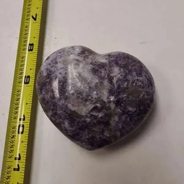 Amethyst Crystal Heart - Elegant Heart-Shaped Gemstone with Clear Accents in Purple Color