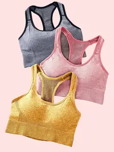 3 Pcs High- Sports Bras Breathable Moisture-Wicking Removable Padding Back Cutout Design for Yoga High-Intensity Workouts Daily Comfort