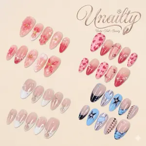 Unailty | ALMOND Collection | Professional Salon-Quality Handmade Press-On Nails | High-Strength & Durable | Reusable
