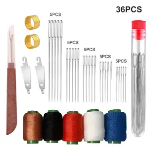 Sewing Kit Multi-Size 36-Piece Big-Eye Hole Steel Needles & Thread, Portable Set, Needle Crafts Kit, Sewing Supplies Crafts for Beginners, Hand Repair Tools