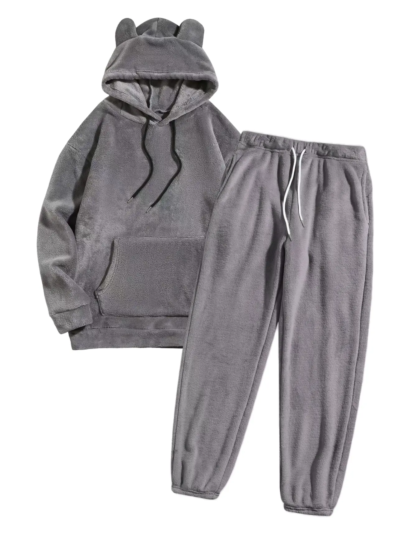Men's & Couple Plush Set, Hooded Cute Ear Design, Soft Skin-Friendly Fabric, Warm Casual for Fall Winter Daily Wear