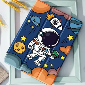 Spaceman Shockproof Tablet Case for iPad Air 4th/5th 7/8/9th 5th/6th/Air 1/2 3rd Pro 10th Gen with Flip Stand Pen Slot Stars Rocket Design Cosmic Astronaut Moon Galactic