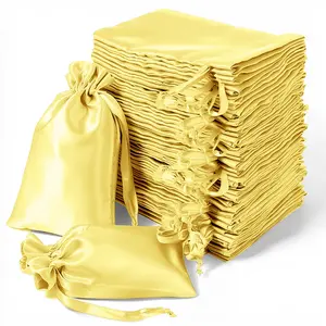 60 Pack 5"x7" Gold Satin Drawstring Wedding Party Favor Gift Bags