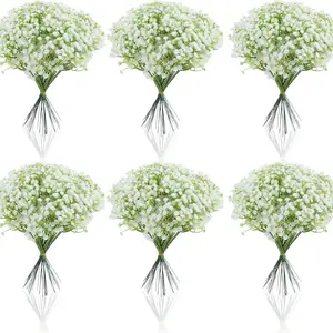20 pcs White 'S Breath Artificial Flowers | Bulk Real Touch Diy Fake Flowers for Wedding, Party, Home, Garden Decoration - Plastic Artificial Bouquets