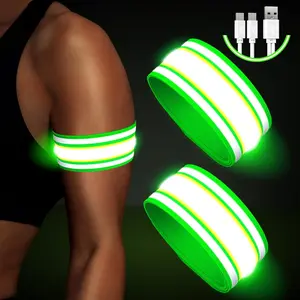 Light Up LED Armband for Running Walking at Night,Reflective Arm Bands for Runners,Rechargeable Jogging Lights,High Visibility Night Running Safety Gear Adjustable Running Women Men