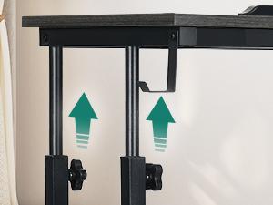 DWVO Height Adjustable Standing Desk with Charging Station, Portable Table with Wheels, Small Standing Rolling Computer Desk with Tiltable Tabletop and Storage Bag