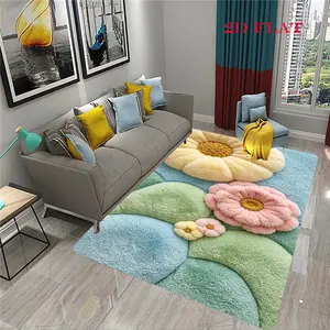 Flower patchwork painting, flower patchwork painting, print 2D FLAT pattern, fashionable and creative carpet, corridor balcony carpet, bathroom entrance door mat, home decoration, living room bedroom bedside carpet,
