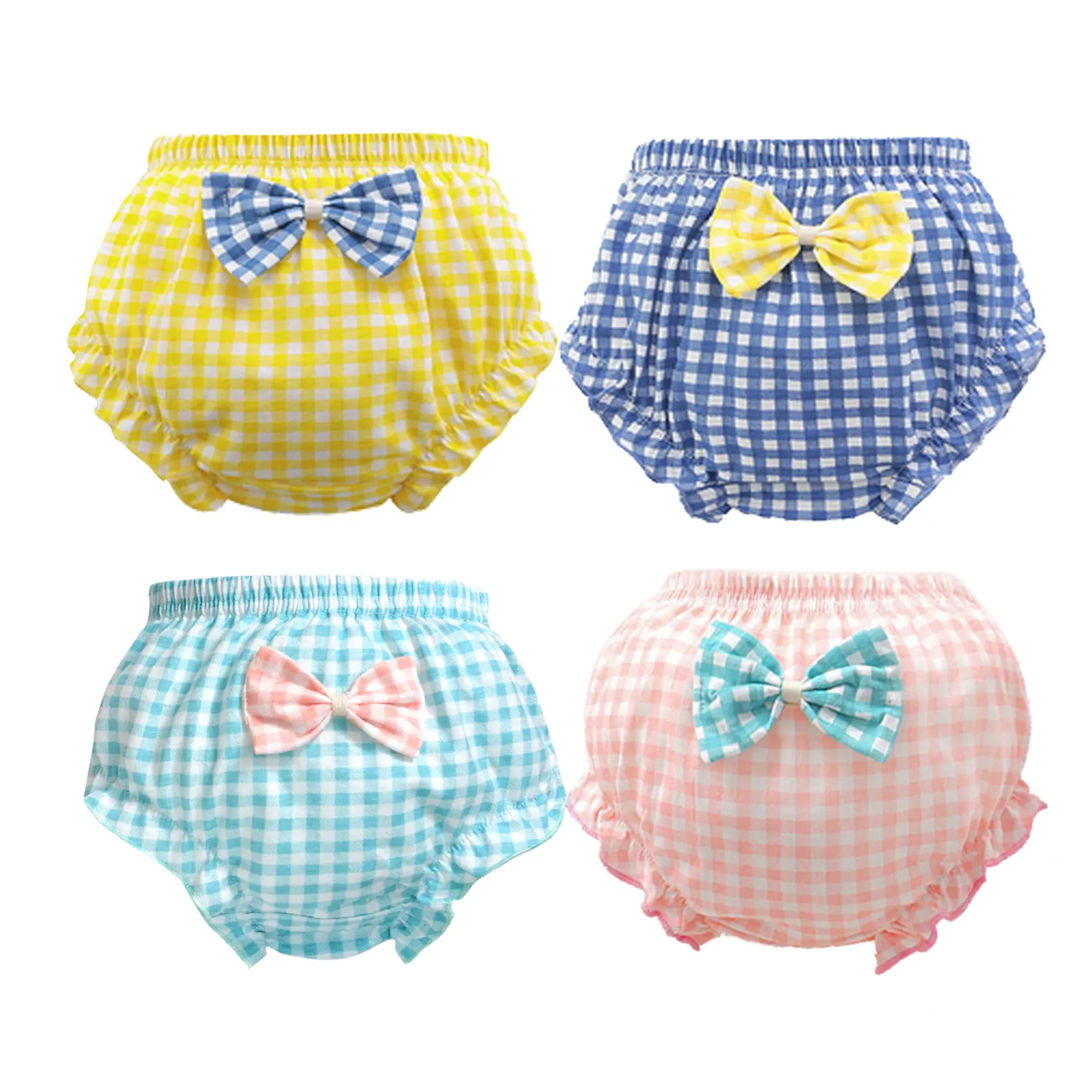 4-Pack Infant Girls Underwear Cotton Ruffle Bloomers Soft Diaper Cover For Toddler Cute Kid's Summer Dress Breathable Underwear Kawaii Potty Training Pants for Girls Photograpy Shorts Gift Child's Boxer Briefs Party Clothes