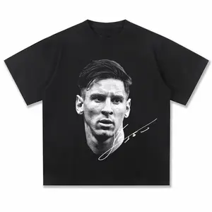 2025 Spring/Summer Leo Messi Football Vintage Printed Sports Casual Short Sleeve T-shirt Men's and Women's American Top N9A