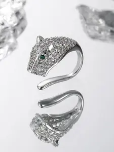 Leopard Head Ear Cuff No Piercing, Stylish Cool Design, Micro-Zircon Embedded, Fashionable Accessory, No Need for Earring Piercings