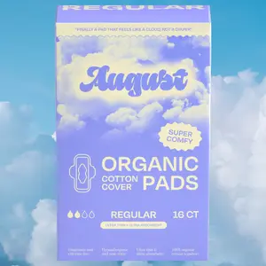 August Regular Pads – Custom Count for Light to Medium Flow | Zero-Feel. Organic Cotton. Compostable Wrapper.