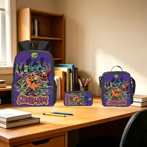 Scooby-Doo 3PCS Backpack Set for Girls Boys Cute Aesthetic School Backpack with Lunch Box Pencil Case Lightweight Bookbag for Teens Trendy Tiktok Backpack for Travel School Work Fashionable Durable Daypack