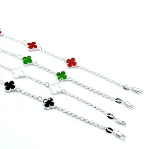 Clover Plain Trial Bracelet Clear Model in  Fine Silver 925