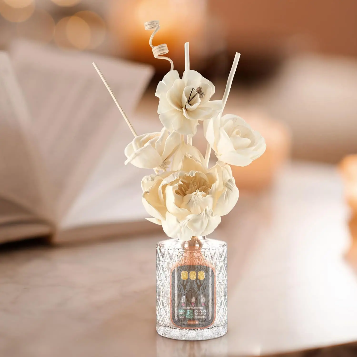 Boutique V5 Flower Reed Diffuser Set for Bathroom Air Fresheners, Oil Defusers | Fresh Linen/Ocean/Eucalyptus & Mint Scent Home Fragrance Shelf Decor