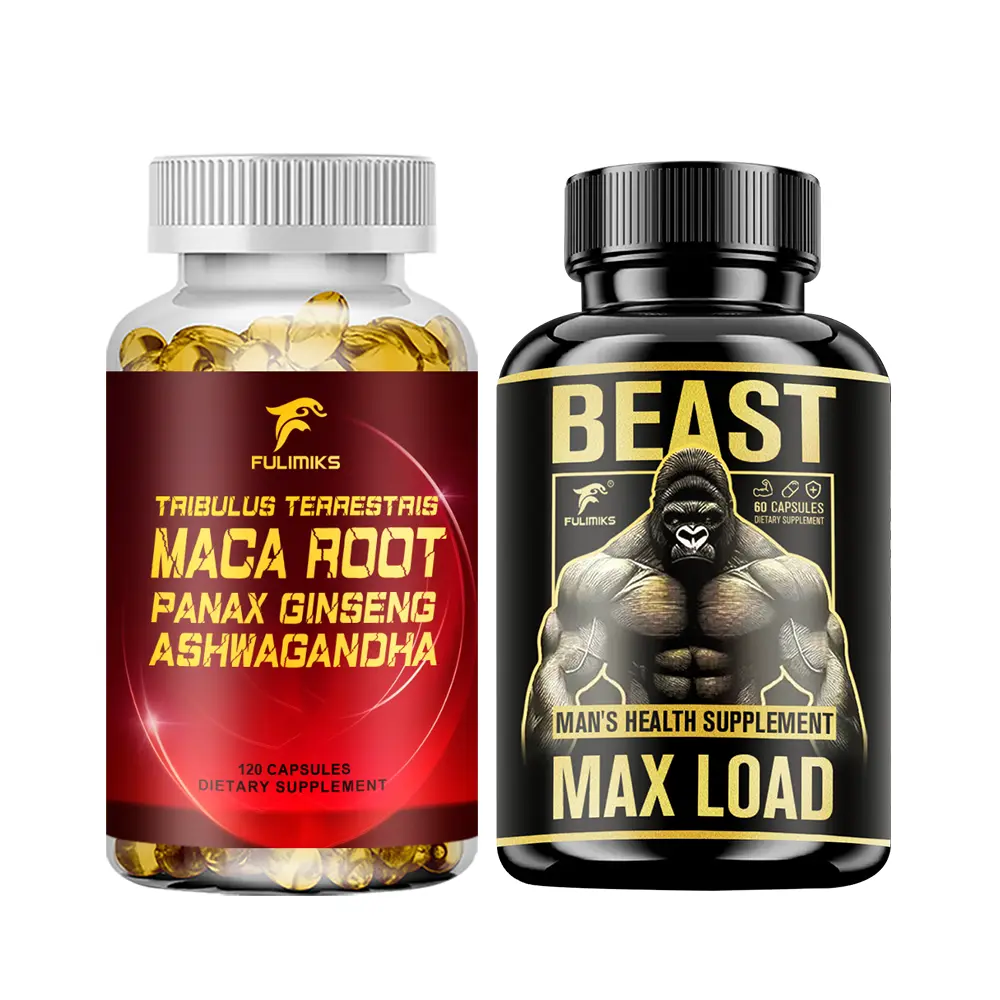 FULIMIKS Max Load Men’s Health Supplement Bundle, Tribulus Terrestris Maca Root Panax Ginseng Ashwagandha Capsules, Natural Vitality & Energy Support for Men, Stamina Strength Performance, All-in-One Herbal Complex for Daily Wellness Support