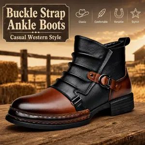 CYUW men’s British-style boots, thick-soled leather men’s boots, classic fashionable trendy boots, brown stylish versatile boots