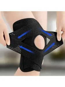 Knee Joint Cross Support Brace – Includes patella gel pad and lateral stabilizer, lightweight breathable mesh fabric, adjustable elasticity, suitable for sports training and arthritis