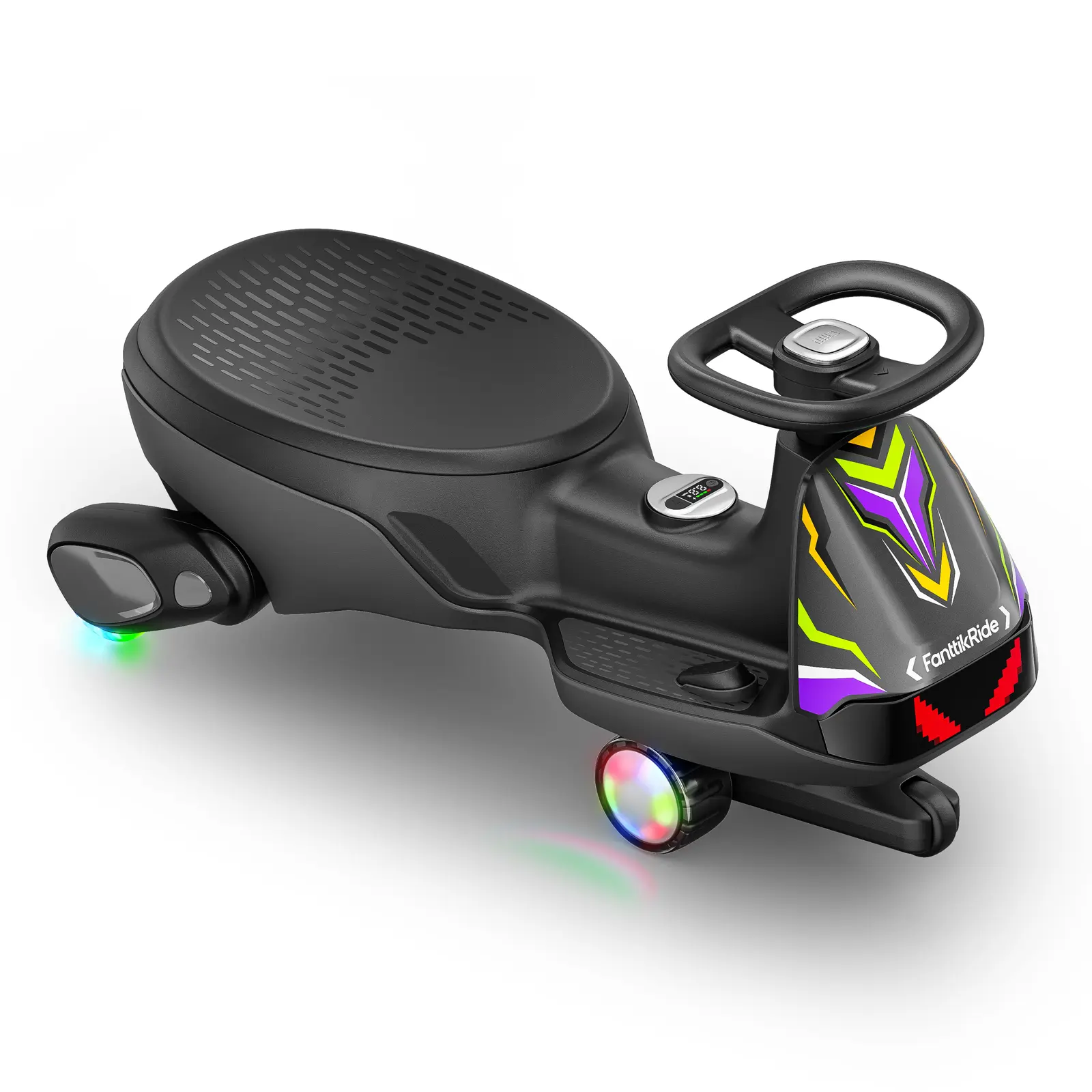 FanttikRide N10 Ultra+ Electric Wiggle Car, Pixel Headlight, App Control, Ultra-Quiet, USB-C Charging, Max 5 Mph, Kids Car with Bluetooth, Anti-Rollover, PixDrive, for Ages 3+, 150 Lbs, Phantom Black