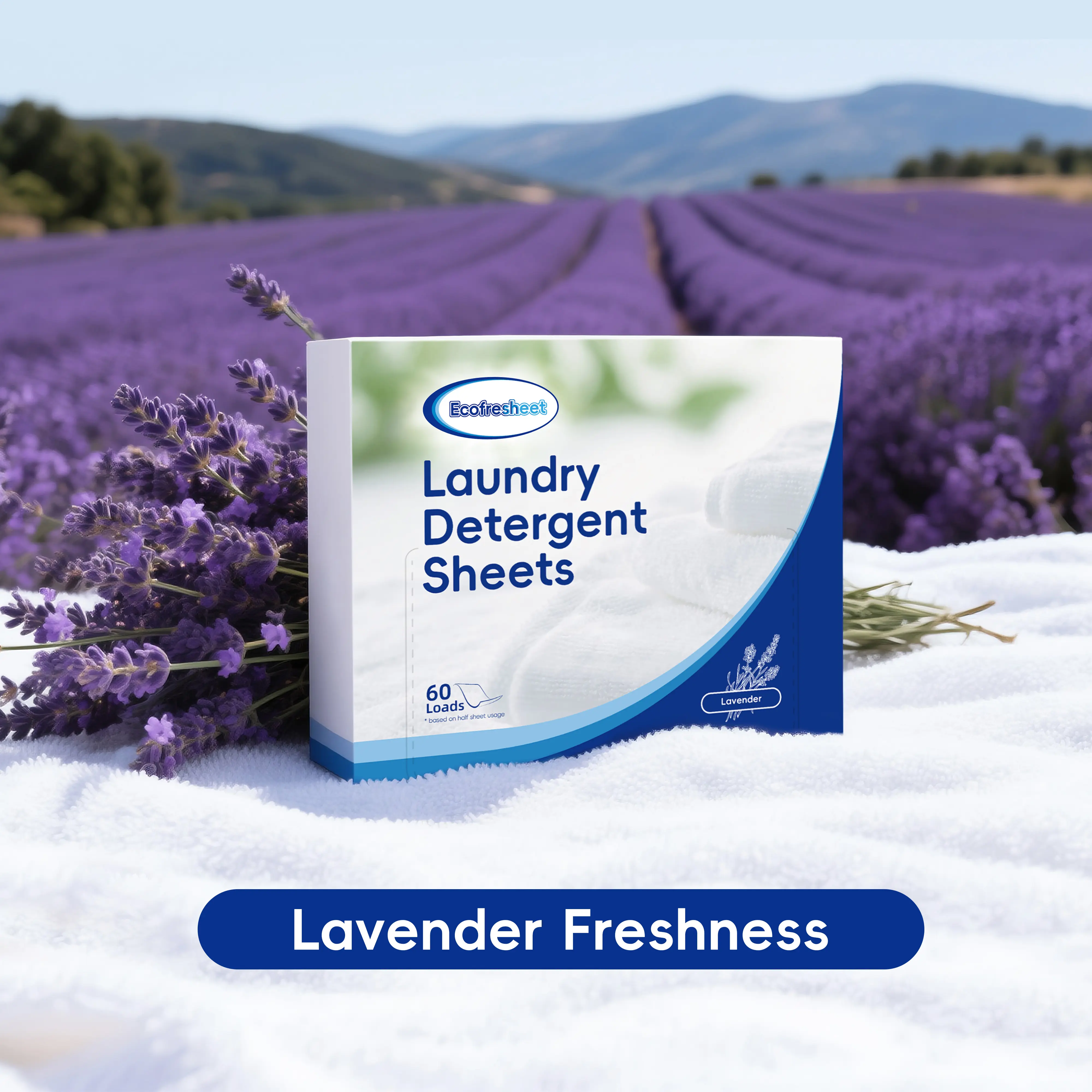 Biodegradable Laundry Detergent Sheets for Household Use, 30 Sheets (60 Loads) - Powerful Cleaning Power, Lavender Fresh Wash, Sensitive Skin Safe, Kid Friendly, Space-Saving, Non-Toxic, Dye Free, Phosphate Free, Traveling Convenient