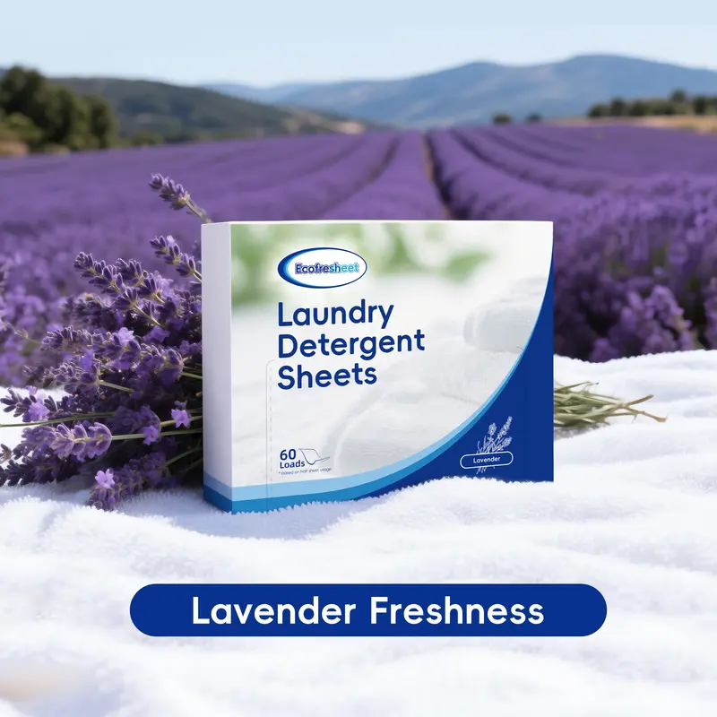 Biodegradable Laundry Detergent Sheets, 30 Sheets (60 Loads) for Household & Travel Use - Powerful Cleaning Power, Lavender Fresh Wash, Hypoallergenic, Chemical Free, Mom Approved, Sensitive Skin Safe, Space-Saving, Anti-Bacterial, 24M Shelf Life
