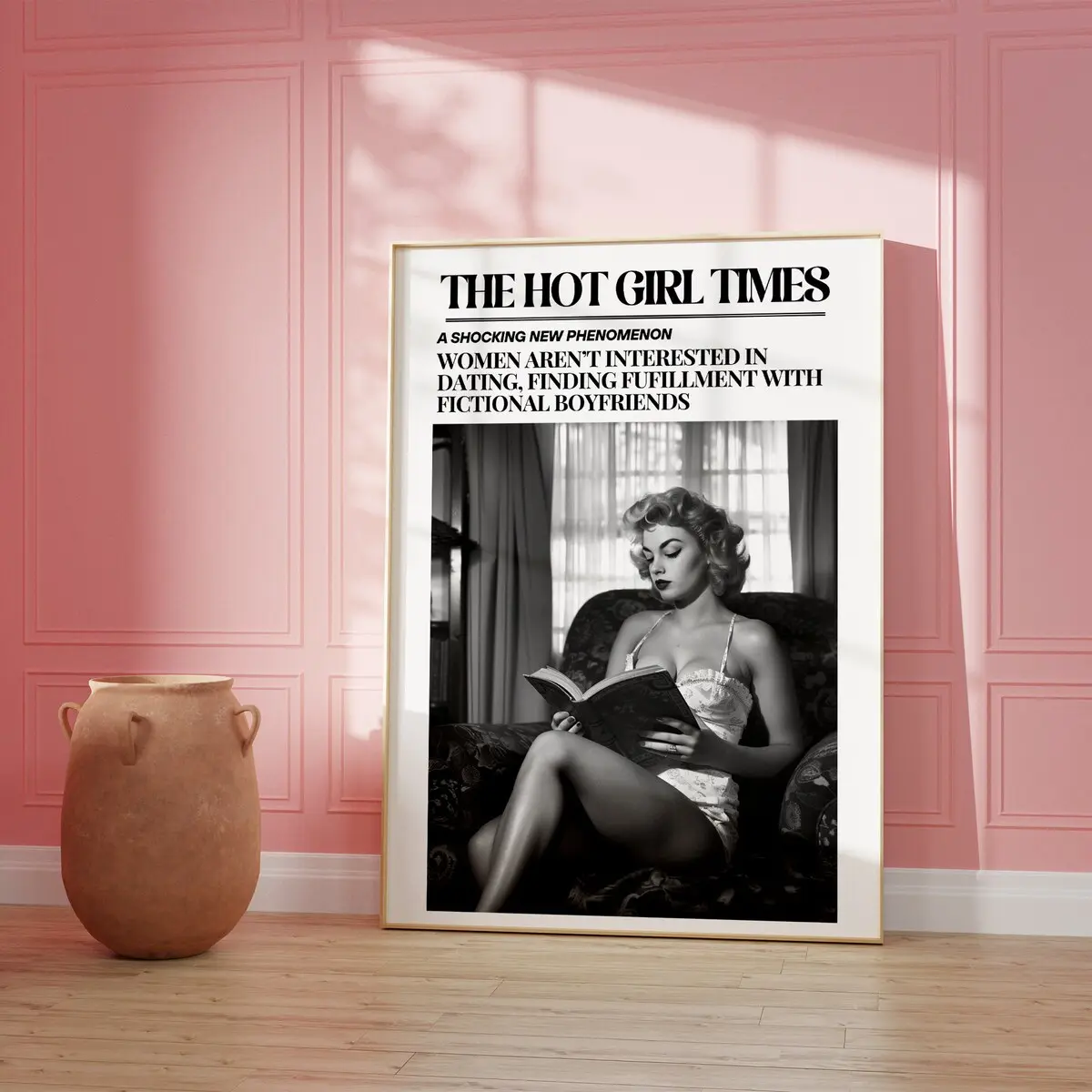 Vintage Reading Retro Wall Art Newspaper Wall Art, Newspaper Poster, Book Lover Wall Art Vintage Bar Cart, Dorm Room Decor Unframed