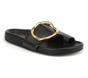 Franco Sarto Leather Slide Sandals - Brianka Franco Sarto Leather Slide Sandals - Brianka