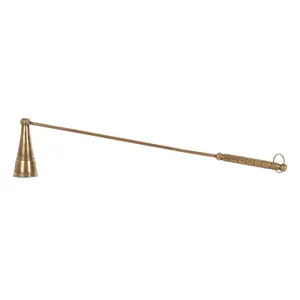 Antique Brass Candle Snuffer - by Alice Lane Home Collection – Refined Elegance with Elongated Thin Handle – Candle Wick Accessory – Flame Extinguisher