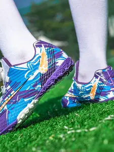 New Kids Football Shoes, Professional Soccer Training Running Sports Shoes, Breathable Shock Absorption, Ultra-Light, Rotating Buckle Design, Football Cleats, Football Boots