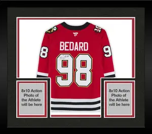 Framed Connor Bedard Chicago Blackhawks Autographed 2025 Red Centennial Season Fanatics Premium Jersey - Fanatics Authentic Certified