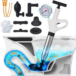 High- Toilet Plunger Kit with 2 "Hair Clog removers and 30 Pairs Disposable Gloves for Bathroom Use