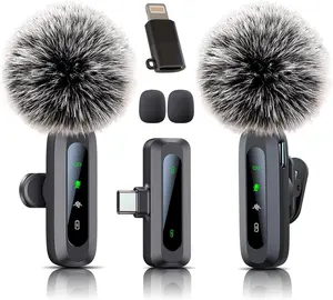 Wireless Mini Microphone for iPhone 15/16, iPad, Android, Wireless Lavalier Microphone with Noise Reduction, Portable USB C Lapel Mic for Video Recording, Vlog, Tiktok, YouTube
