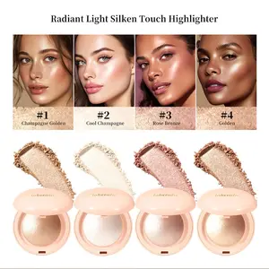 1Pcs Velvet Highlighter Powder,Radiant Light Silken Touch Highlighter Natural Brightening Contouring Face Makeup 3D Sculpting Bronzer Long-Lasting Finish Womens cosmetics holiday gift