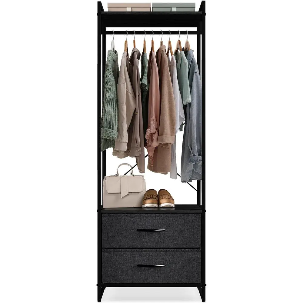 Sorbus Lightweight Wardrobe Clothes Rack with Drawers - Stable Freestanding Indoor Wardrobe, Clean Look Organizer for Closet Cleanout, Small Room Ideas & Easy Access, Single Unit