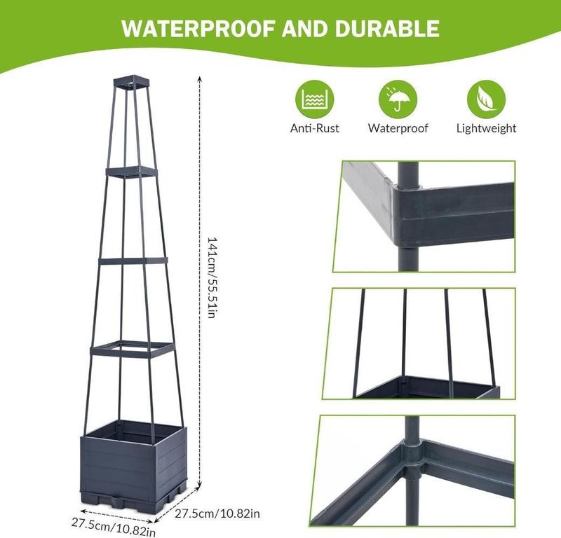 4 Tiered Tomato Planter with Trellis – 45” Raised Garden Bed Planter Box, Tomato Cage & Planter for Small Climbing Vegetables, Ideal for Patio, Indoor & Outdoor Gardening