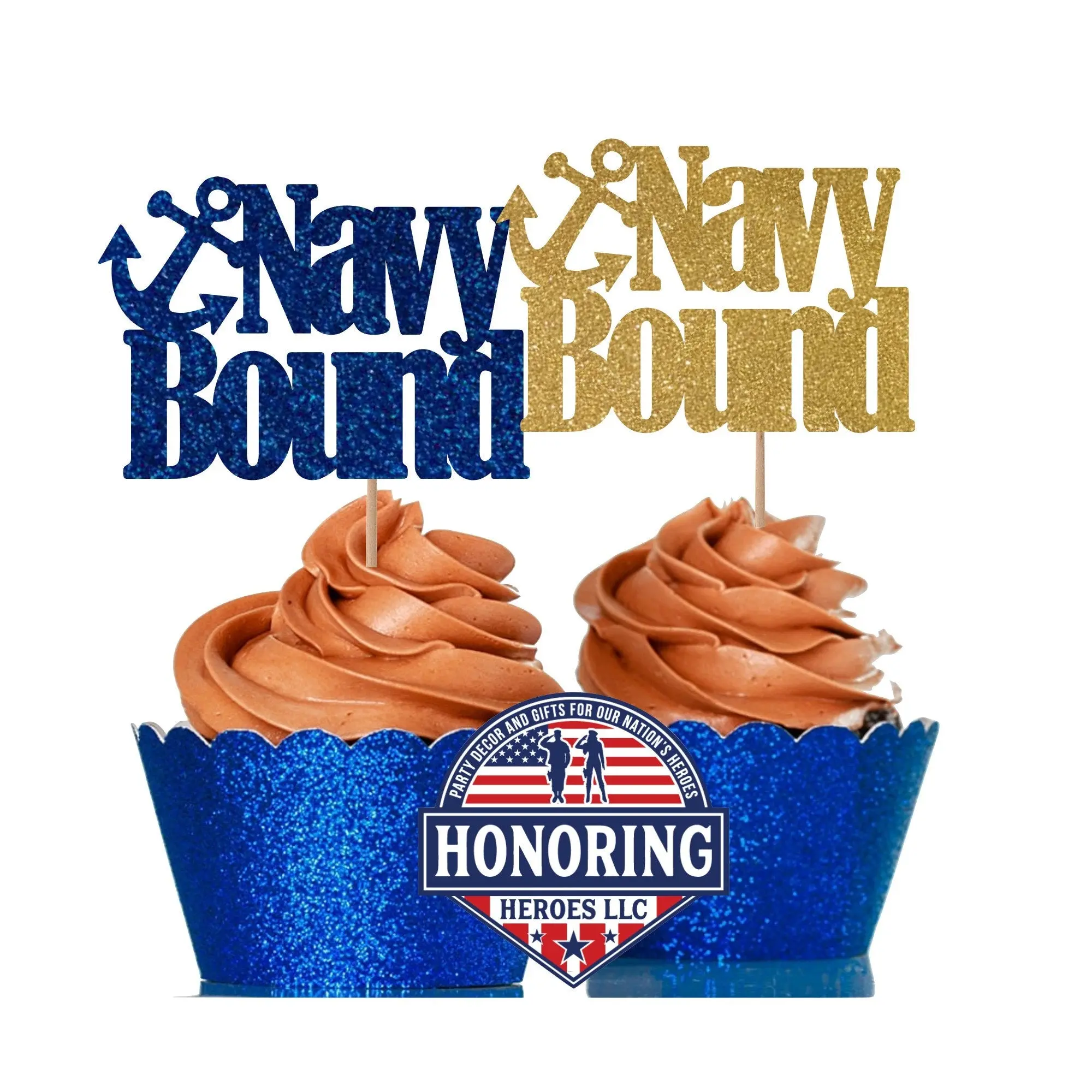 Navy Bound Cupcake Toppers NO SHED!