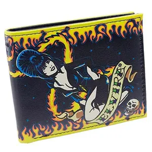 Elvira Bi-Fold Wallet with Flames & Skull Heart Tattoo Print
